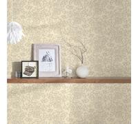 As Creation Bricoflor Ivory Flowers Yellow Background Country Cottage Style Wallpaper Straight Match 32Cm 10.05 X 0.70 M