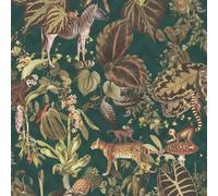 As Creation Bricoflor Jungle Wallpaper Green Animal Wallpaper With Zebras Bunnies And Monkeys 10.05 X 0.53 M