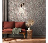 As Creation Bricoflor Jungle Wallpaper White Pink Leaf Wallpaper With Ditsy And Fern Pattern 10,05 X 0,53 M