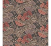 As Creation Bricoflor Koi Fish Floral Asian Wallpaper In Brown Red Black Purple Oriental Pattern Wallpaper 10.05 X 0.53 M