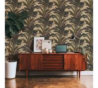 As Creation Bricoflor Leaf Wallpaper Beige Green Foliage Wallpaper With Large Leaves Jungle Wallpaper In 80S Style 10.05 X 0.53 M