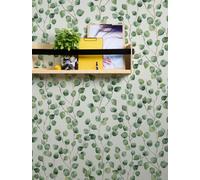 As Creation Bricoflor Leaf Wallpaper White Green Foliage Wallpaper With Scandi Leaves Small Leaf Wallpaper 10.05 X 0.53 M