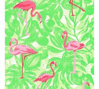 As Creation Bricoflor Loud Abstract Leaf Pattern And Flamingo Wallpaper Abstract Kid's Wallpaper In Green White Pink 10.05 X 0.53 M