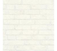 As Creation Bricoflor Modern Stone Brick Wallpaper In White, Metallic Strippable Spongeable Non-Woven Stone Wallpaper 10.05 X 0.53 M