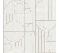 Non-Woven Wallpaper Graphic Tiles light grey gold 38699-2 (4,43£/1qm)