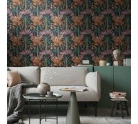 As Creation Bricoflor Non-Woven Wallpaper, Art Déco Wallpaper, Funky, Leaf & Palm Multicoloured - 10,05 X 0,53 M
