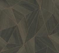 As Creation Bricoflor Non-Woven Wallpaper, Art Déco Wallpaper, Geometric, Wood Effect In Brown, Gold, Black - 10,05 X 0,53 M