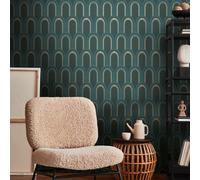 As Creation Bricoflor Non-Woven Wallpaper, Art Déco Wallpaper In Petrol - 10,05 X 0,53 M