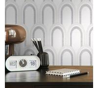 As Creation Bricoflor Non-Woven Wallpaper, Art Déco Wallpaper In White - 10,05 X 0,53 M