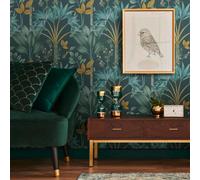 As Creation Bricoflor Non-Woven Wallpaper, Art Déco Wallpaper, Leaf & Palm, Jungle & Tropical Multicoloured - 10,05 X 0,53 M