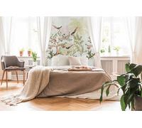 As Creation Bricoflor Non-Woven Wallpaper, Chinoiserie Wallpaper, Bird, Forest & Tree Multicoloured, Grey, Green - 1,59 X 2,8 M