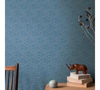 As Creation Bricoflor Non-Woven Wallpaper, Chinoiserie Wallpaper In Blue, Silver - 10,05 X 0,53 M