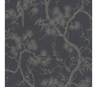 As Creation Bricoflor Non-Woven Wallpaper, Floral Wallpaper, Bird In Grey, Black, Anthracite, Silver - 10,05 X 0,53 M