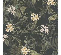 Livingwalls Wallpaper Black Dark Green - Wallpaper Living Room Bedroom 394244 - Non-Woven Wallpaper Floral - 10.05 m x 0.53 m for 5.33 m² - Made in Germany