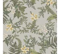 Livingwalls Wallpaper Grey Dark Green - Wallpaper Living Room Bedroom 394242 - Non-Woven Wallpaper Floral - 10.05 m x 0.53 m for 5.33 m² - Made in Germany