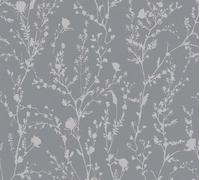 Non-woven wallpaper wildflowers leaves grey silver metallic 39546-3 (3,01£/1qm)
