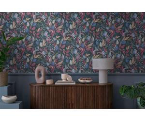 As Creation Bricoflor Non-Woven Wallpaper, Floral Wallpaper, Scandinavian, Vintage In Blue, Purple, Violet - 10,05 X 0,53 M
