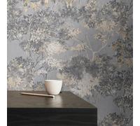 As Creation Bricoflor Non-Woven Wallpaper, Forest & Tree Wallpaper In Grey - 10,05 X 0,53 M