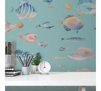 As Creation Bricoflor Non-Woven Wallpaper, Funky Wallpaper, Animal In Blue, Multicoloured, Turquoise - 10,05 X 0,53 M