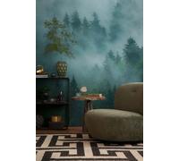 As Creation Bricoflor Non-Woven Wallpaper, Funky Wallpaper, Forest & Tree In Blue, Green - 3,71 X 2,8 M
