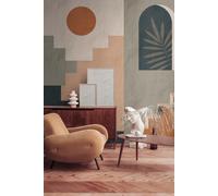 As Creation Bricoflor Non-Woven Wallpaper, Funky Wallpaper, Geometric In Blue, Green, Orange - 3,71 X 2,8 M