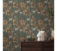 As Creation Bricoflor Non-Woven Wallpaper, Funky Wallpaper, Jungle & Tropical, Animal In Brown, Green - 10,05 X 0,53 M