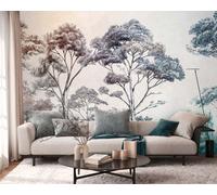 As Creation Bricoflor Non-Woven Wallpaper, Funky Wallpaper, Jungle & Tropical, Forest & Tree In Blue, Multicoloured, Cream - 3,71 X 2,8 M