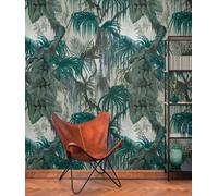 As Creation Bricoflor Non-Woven Wallpaper, Funky Wallpaper, Jungle & Tropical In Grey, Green - 1,59 X 2,8 M