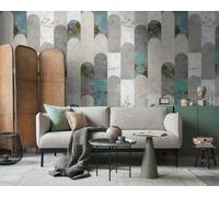 As Creation Bricoflor Non-Woven Wallpaper, Funky Wallpaper, Marble, Geometric In Blue, Grey, White - 1,59 X 2,8 M