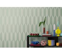 As Creation Bricoflor Non-Woven Wallpaper, Funky Wallpaper, Modern, Retro, Geometric In Green - 10,05 X 0,53 M