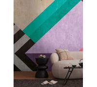 As Creation Bricoflor Non-Woven Wallpaper, Funky Wallpaper, Retro, Geometric Multicoloured, Black, Violet - 3,71 X 2,8 M