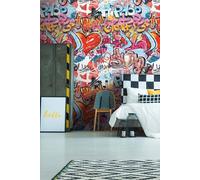 As Creation Bricoflor Non-Woven Wallpaper, Graffiti Wallpaper Multicoloured - 8,80 X 0,53 M