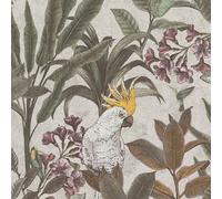 Non-woven wallpaper leaves jungle birds grey cream green 39748-4 (3,29£/1qm)