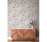 Non-woven wallpaper wildflowers leaves white green pink 39746-1 (3,29£/1qm)