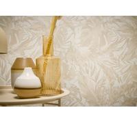 As Creation Bricoflor Non-Woven Wallpaper, Leaf & Palm Wallpaper In Beige, Cream - 10,05 X 0,53 M