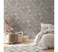 As Creation Bricoflor Non-Woven Wallpaper, Leaf & Palm Wallpaper In Beige, Cream, Brown, Grey - 10,05 X 0,53 M