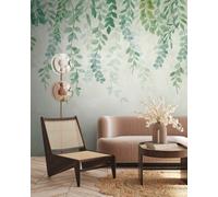 As Creation Bricoflor Non-Woven Wallpaper, Leaf & Palm Wallpaper In Blue, Cream, Green - 3,71 X 2,8 M