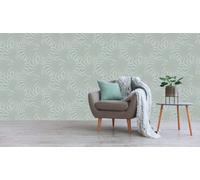 As Creation Bricoflor Non-Woven Wallpaper, Leaf & Palm Wallpaper In Blue, Green - 10,05 X 0,53 M