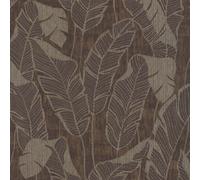 As Creation Bricoflor Non-Woven Wallpaper, Leaf & Palm Wallpaper In Brown, Grey, Black - 10,05 X 0,53 M