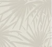 Non-woven wallpaper jungle palm leaves pattern grey cream 39338-1 (3,56£/1qm)