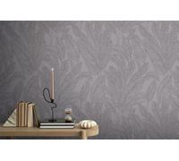 As Creation Bricoflor Non-Woven Wallpaper, Leaf & Palm Wallpaper In Grey, Black, Anthracite - 10,05 X 0,53 M