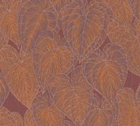 As Creation Bricoflor Non-Woven Wallpaper, Leaf & Palm Wallpaper In Orange, Terracotta, Red - 10,05 X 0,53 M