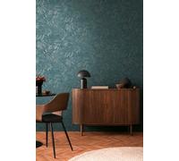 As Creation Bricoflor Non-Woven Wallpaper, Leaf & Palm Wallpaper, Jungle & Tropical In Blue, Turquoise - 10,05 X 0,53 M