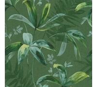 As Creation Bricoflor Non-Woven Wallpaper, Leaf & Palm Wallpaper, Jungle & Tropical In Green - 10,05 X 0,53 M