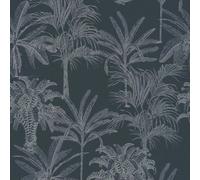 As Creation Bricoflor Non-Woven Wallpaper, Leaf & Palm Wallpaper, Jungle & Tropical In Grey, Black, Anthracite - 10,05 X 0,53 M