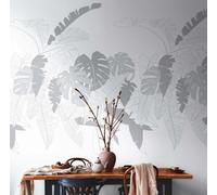As Creation Bricoflor Non-Woven Wallpaper, Leaf & Palm Wallpaper, Jungle & Tropical In Grey, White - 1,5 X 2,8 M