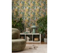 As Creation Bricoflor Non-Woven Wallpaper, Leaf & Palm Wallpaper, Jungle & Tropical In Yellow, Green - 10,05 X 0,53 M