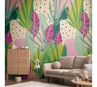 As Creation Bricoflor Non-Woven Wallpaper, Leaf & Palm Wallpaper, Jungle & Tropical, Modern, Pattern In Green, Purple, Pink - 8,80 X 0,53 M