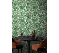 As Creation Bricoflor Non-Woven Wallpaper, Leaf & Palm Wallpaper, Jungle & Tropical, Modern, Pattern In Green, White - 10,05 X 0,53 M