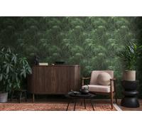 As Creation Bricoflor Non-Woven Wallpaper, Leaf & Palm Wallpaper, Luxury In Green, Black, Anthracite - 10,05 X 0,53 M
